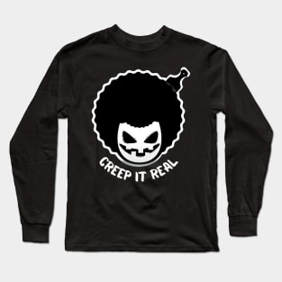 Fun Afro Halloween evil scary face Long Sleeve T-Shirt